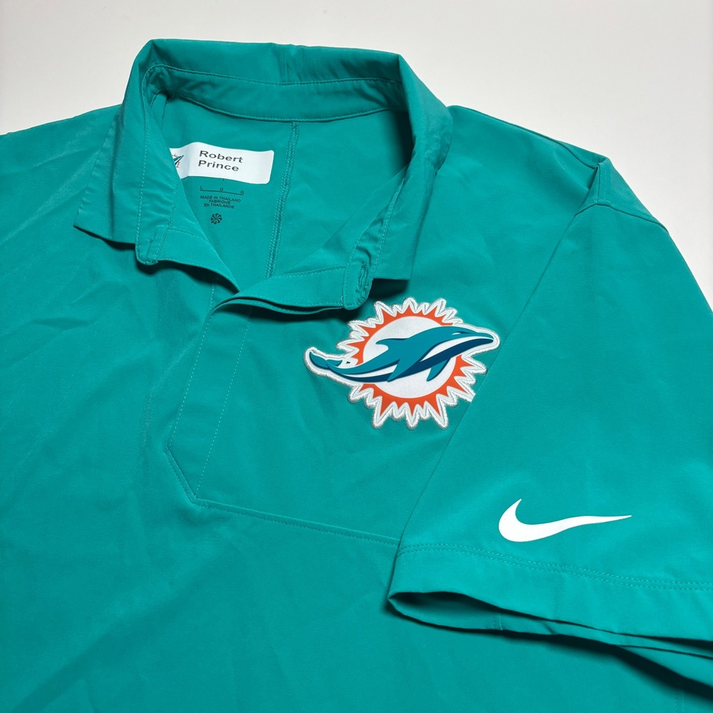 Miami Dolphins Nike‎ Dri Fit Mens L Team Issued Polo Shirt NFL On Field Football - Picture 3 of 8